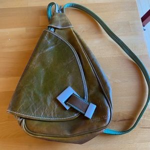 Vera Pelle green/brown retro leather purse made in Italy